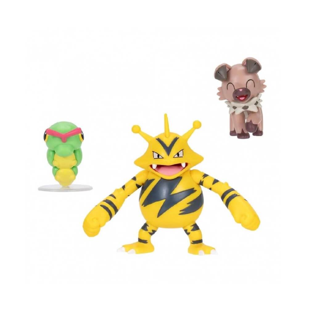 Pokémon Battle Figure Set -Electabuzz Capterpie Rockruff-