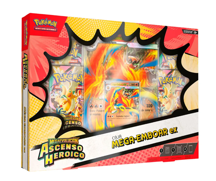 Pokémon TCG Mega Evolución Ascenso Heróico Caja Mega-Emboar EX