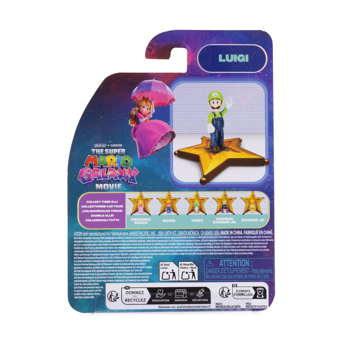 Jakks Pacific Super Mario Galaxy Movie Luigi 3.8 cm