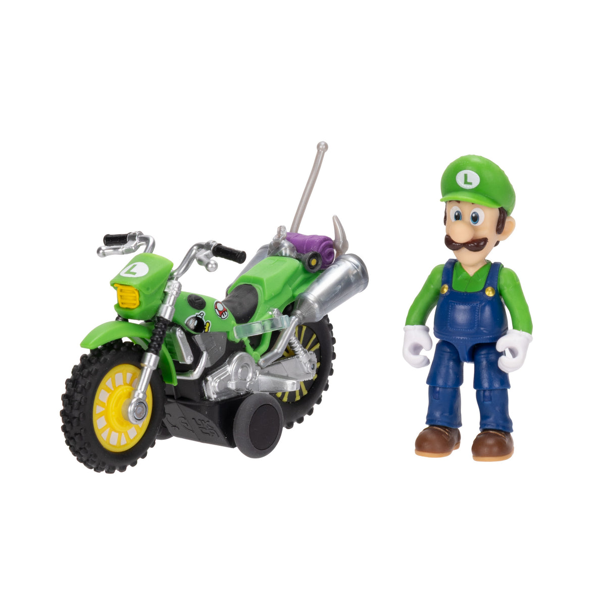 Jakks Pacific Super Mario Galaxy Movie Luigi 6.3 cm Pull Back Motorcycle