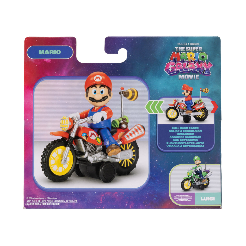 Jakks Pacific Super Mario Galaxy Movie Mario 6.3 cm Pull Back Motorcycle