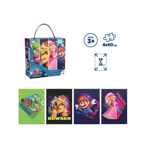 Rompecabezas Mario Galaxy 4 en 1, 60 Piezas