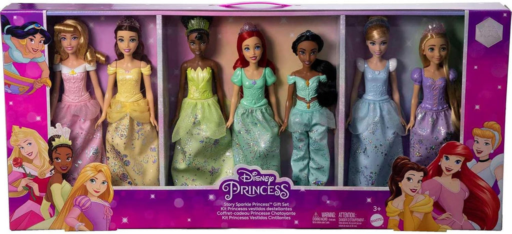 Mattel Disney Princess -Kit 7 Princesas Vestidos Destellantes-