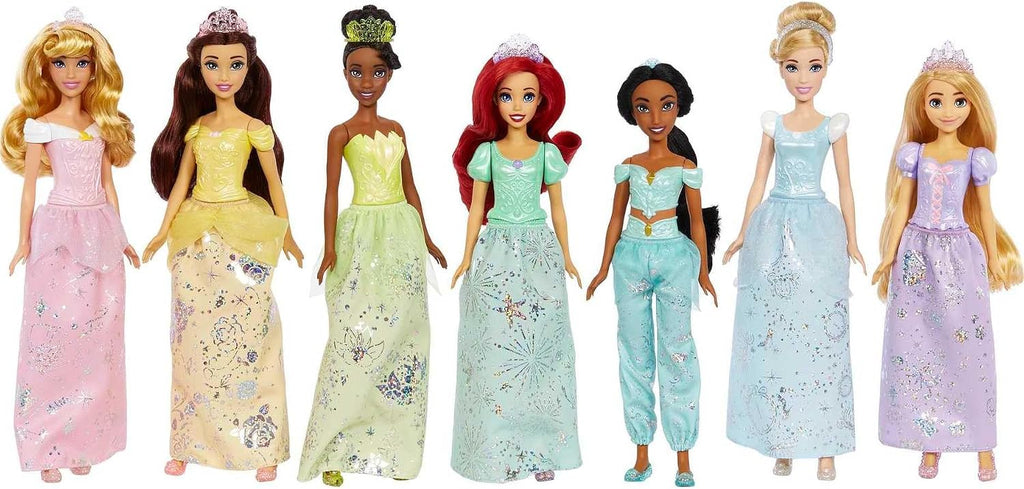Mattel Disney Princess -Kit 7 Princesas Vestidos Destellantes-